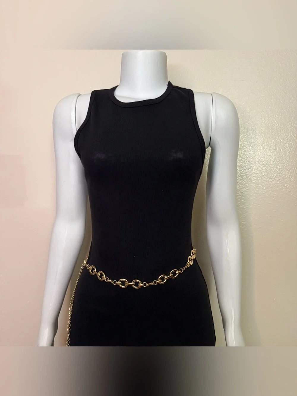 Gold tone metal oval links chain belt